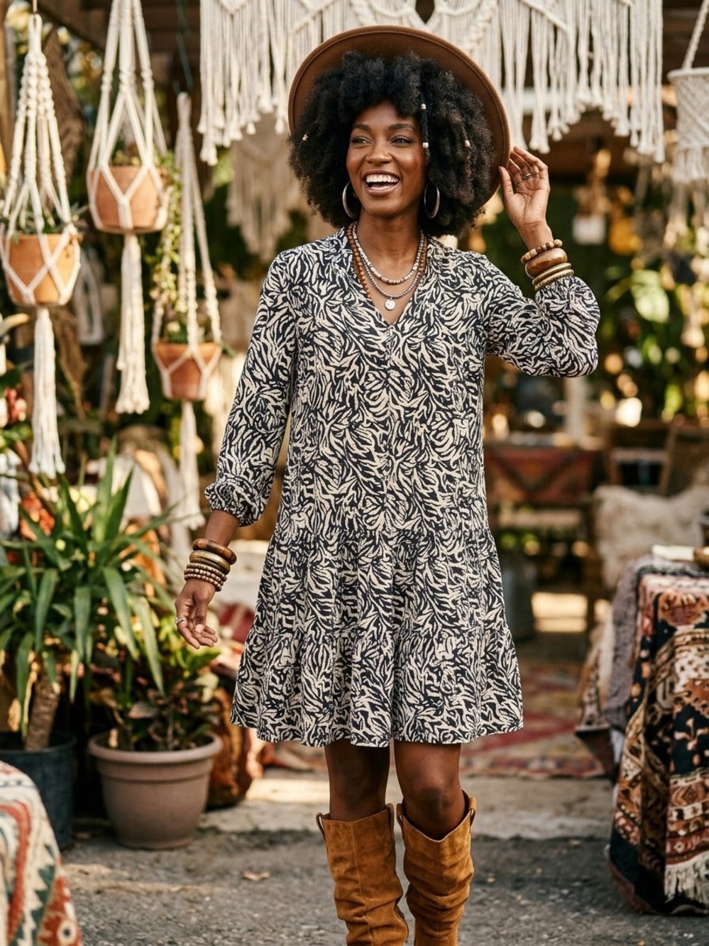 Vanessa Zani Italy Black White Abstract Zebra Tiered Shirtdress - Small